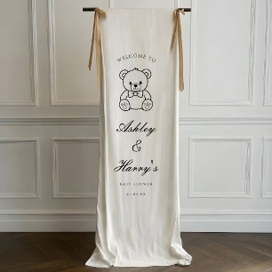 Lona Oso de peluche dibujado a mano para baby shower pe