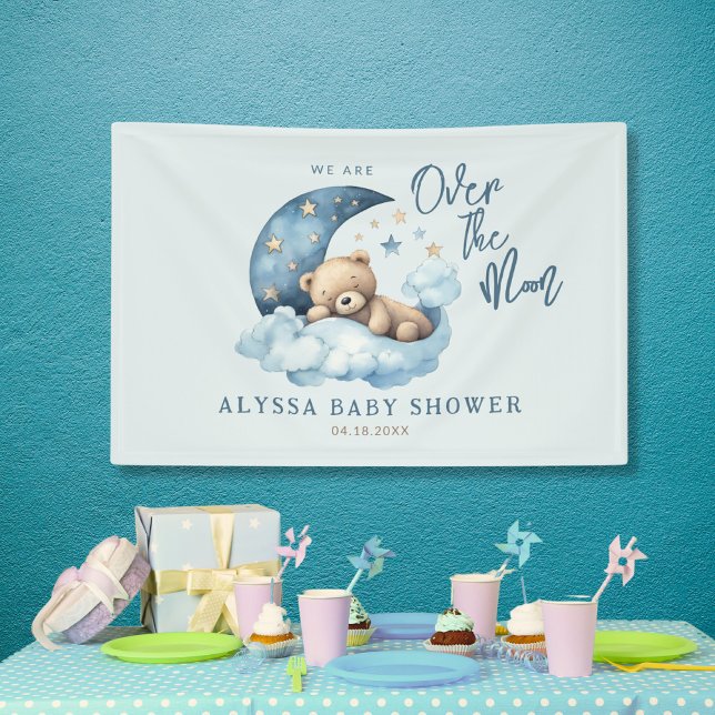 Lona Oso de peluche sobre el Baby Shower de la luna (Subido por el creador)