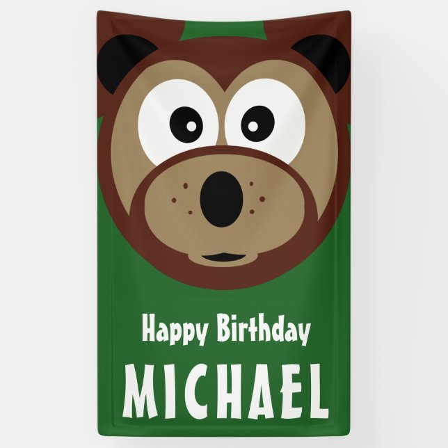 Lona Oso del feliz cumpleaños del niño (Vertical)