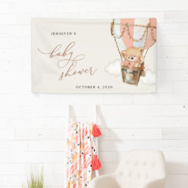 Lona Oso, Globo Aerostático Rosa, Bienvenida al Baby Sh