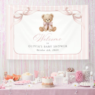 Lona Oso, Lazo Rosa, Rayas Rosas, Bienvenida en Baby Sh