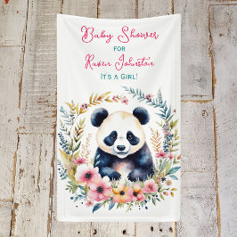 Lona Oso Panda en Baby Shower Chica de flores