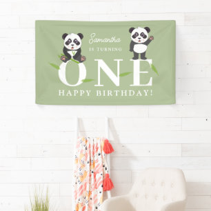 Lona Oso Panda Kawaii Cumpleaños Uno de los Niños