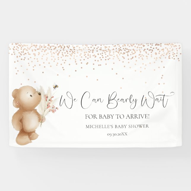 Lona Oso y abeja | Podemos Esperar. Baby Shower (Horizontal)
