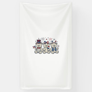 Lona Osos de peluche patrióticos grabado vintage vector