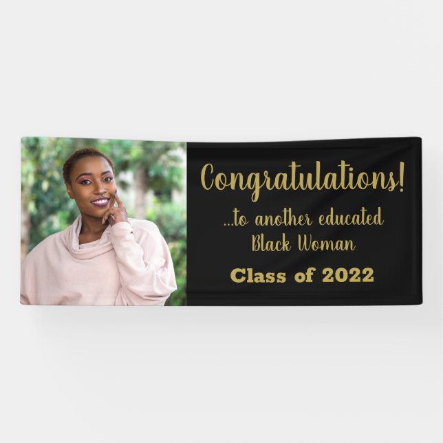 Lona Otra mujer negra educada foto de graduación 2022 (Horizontal)