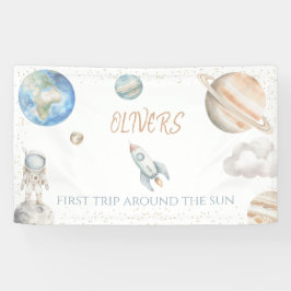Lona Outer Space 1er Cumpleaños Primer Viaje Alrededor 