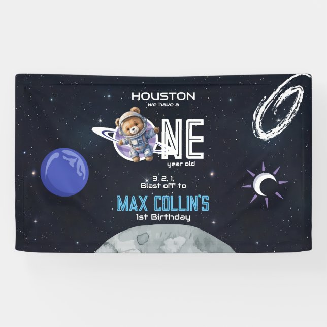 Lona Outer Space Astronaut 1st Birthday (Horizontal)