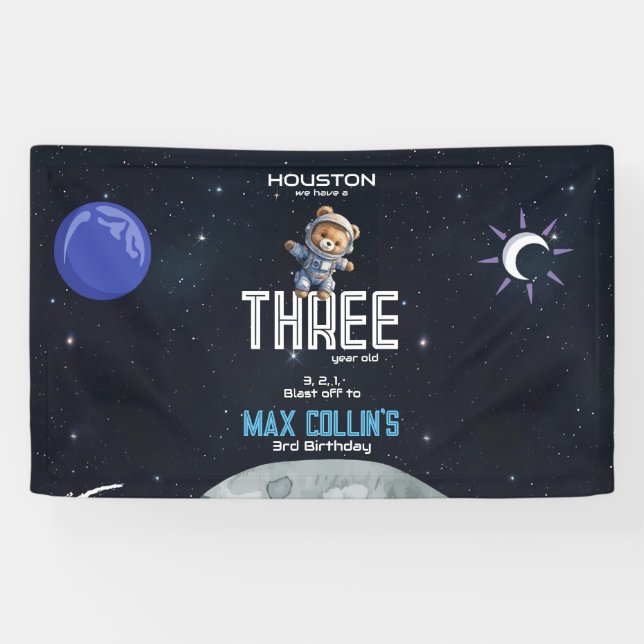 Lona Outer Space Astronaut Any Age Birthday (Horizontal)