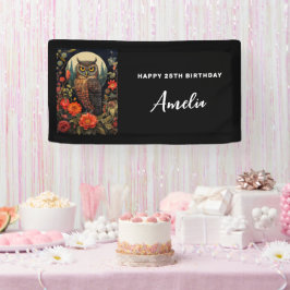 Lona Owl at Night with a Full Moon Birthday