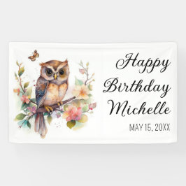 Lona Owl Spring Flowers Butterflies Happy Birday Name