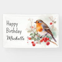 Pájaros Vintage Robin Petirrojo Cumpleaños Nombre