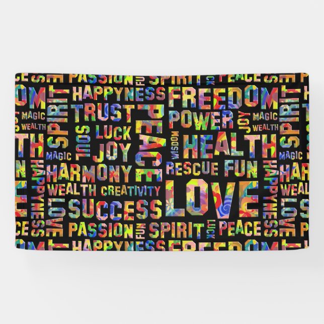 Lona Palabras Del Modo Espíritu / Pensamiento Positivo  (Horizontal)