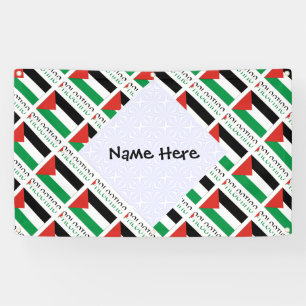 Lona Palestina y bandera palestina en mosaico con su no