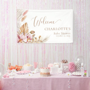 Lona Pampas Grass Floral   Banner de bienvenida de Baby