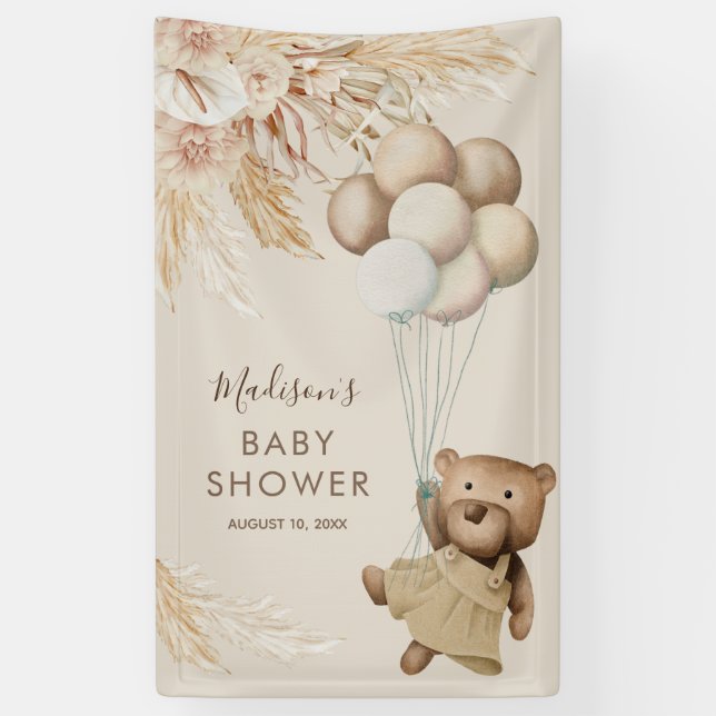Lona Pampas Grass Teddy Bear Baby Shower (Vertical)