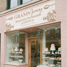 Panadería de apertura grande negocio floral batido