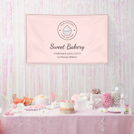 Lona Panadería Moderna Logotipo Personalizado Rosa