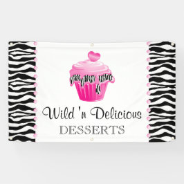 Lona Panadería Pastel de tarta Zebra Punto Rosa