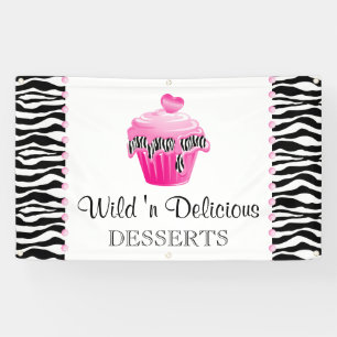 Lona Panadería Pastel de tarta Zebra Punto Rosa