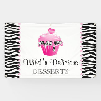 Lona Panadería Pastel de tarta Zebra Punto Rosa