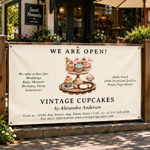 Lona Panadería Retro de Cupcakes Vintage