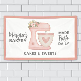 Lona Panadería rosa Cute Business Pastry Chef Banner
