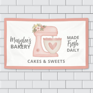 Lona Panadería rosa Cute Business Pastry Chef Banner