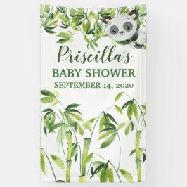 Lona Panda Bamboo Green Baby Shower Banner