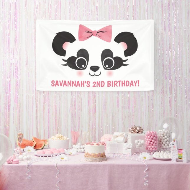 Lona Panda Bear Pink Birday Party Backups (Fiesta)