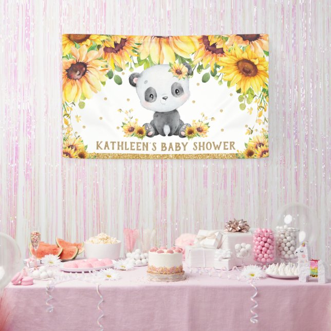 Lona Panda Bear Sunflower Baby Shower Birthday Backup (Fiesta)