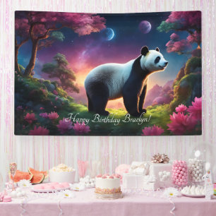 Lona Panda en un jardín de fantasía