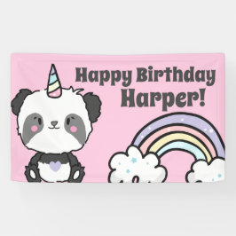Lona Panda Unicorn Rainbows Banner de cumpleaños