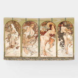 Lona Panel Art Nouveau Alphonse Mucha Cuatro Estaciones
