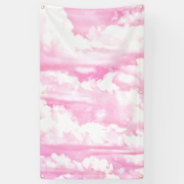 Lona Pantalla rosa de nubes felices (Vertical)