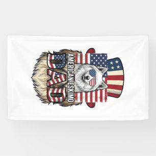 Lona Papá Eskimo Americano Patriótico Vintage Perro