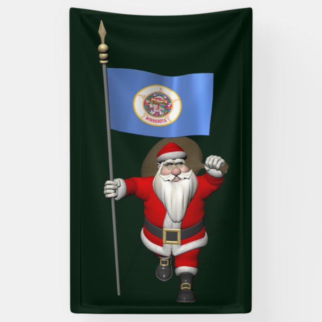 Lona Papá Noel con bandera de Minnesota (Vertical)