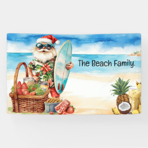 Lona Papá Noel para Navidad en julio en la playa