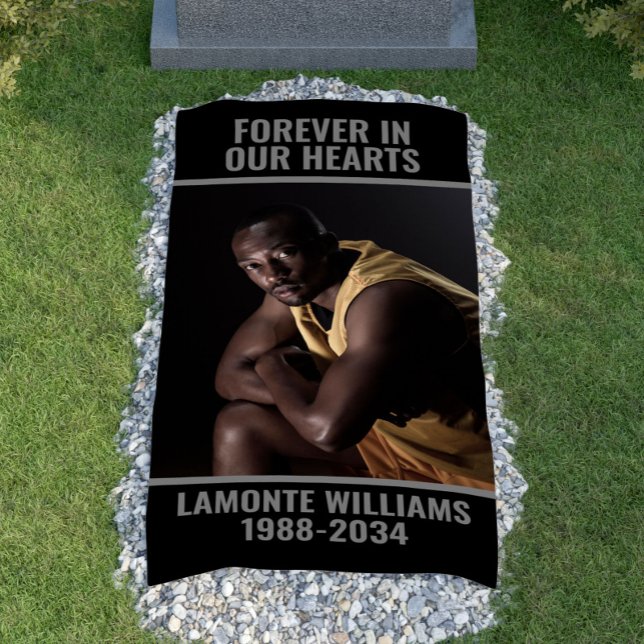 Lona Para siempre en nuestro corazón Personalizado foto (Forever In Our Hearts Custom Photo Grave Blanket Banner
)