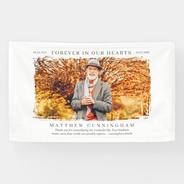 Lona Para siempre en nuestros corazones Memorial modern (Horizontal)