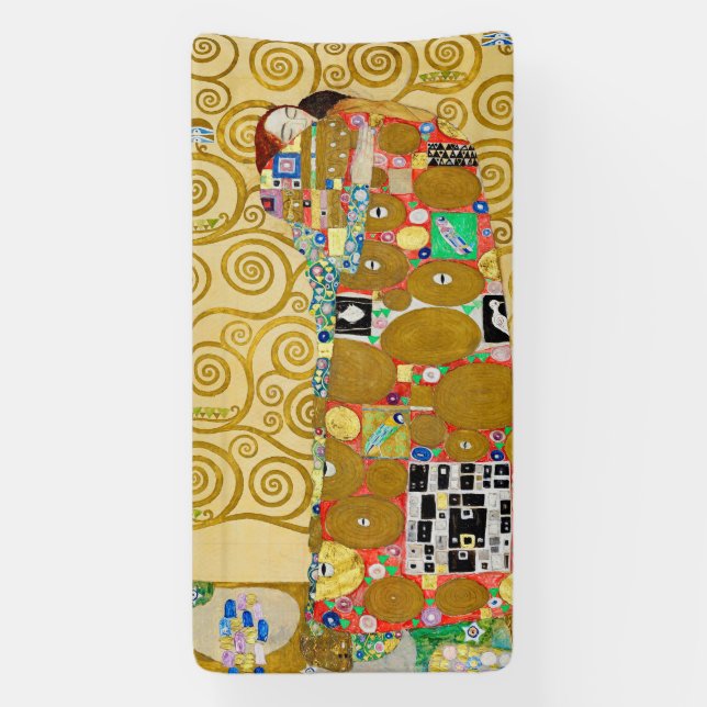 Lona Pareja Gustav Klimt Cumplimiento Nouveau (Vertical)