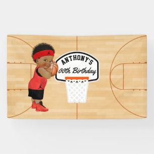 Lona Partida de cumpleaños de básquetbol personalizada