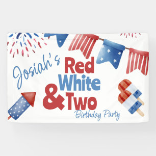 Lona Partido Blanco Rojo y Dos Cumpleaños