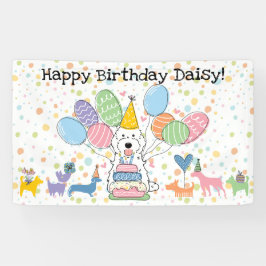 Lona Partido de cumpleaños de Cockapoo Blanco Cavapoo