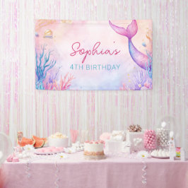 Lona Partido de cumpleaños de la sirena mágica Chica