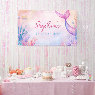 Lona Partido de cumpleaños de la sirena mágica Chica