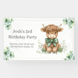 Lona Partido de Cumpleaños de la Vaca Verde de la Highl