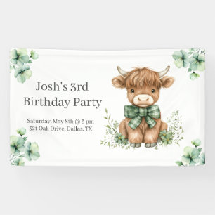 Lona Partido de Cumpleaños de la Vaca Verde de la Highl