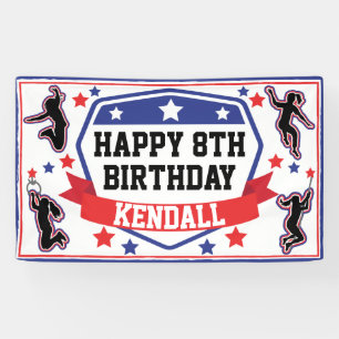 Lona Partido de cumpleaños de las Guerreras Ninja, azul