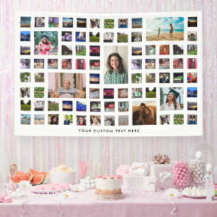 Lona Partido de Cumpleaños de los Collages de fotos Bla